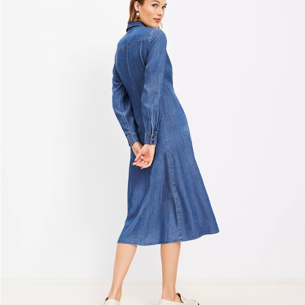Loft Chambray Pocket Midi shirtdress